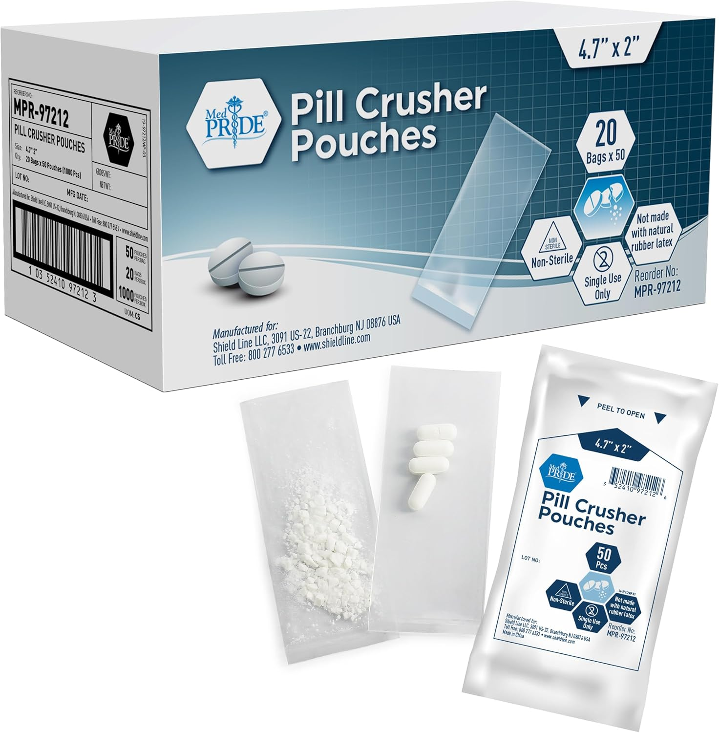 Medpride Pill Crusher Pouches - Pack of 1000 Disposable Medicine Crushers - Medical Grade Clear Tablet Crushing Bags for Easy Consumption with Zero Waste - Prevents Cross Contamination (4.7"X2") image number 5