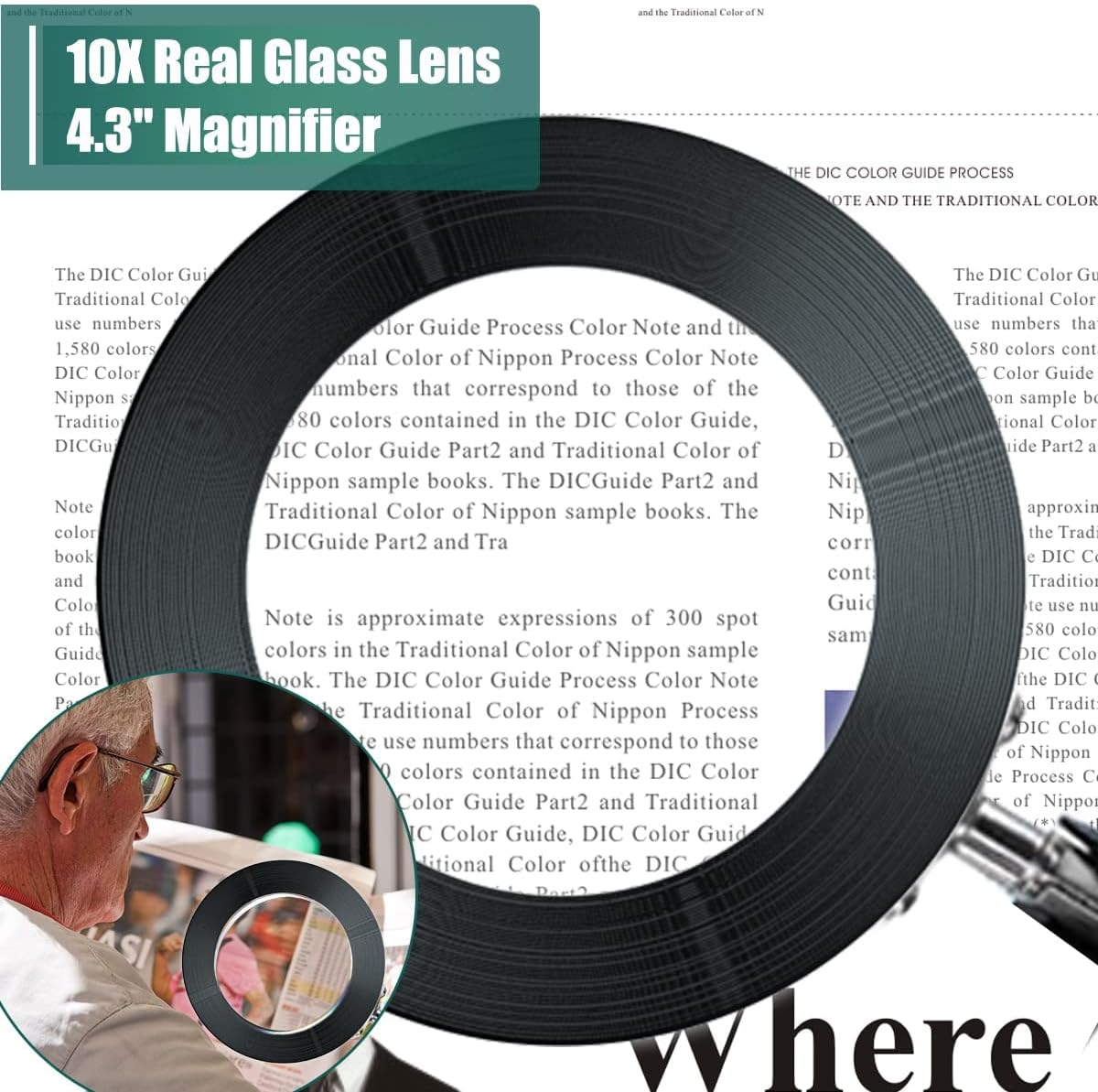 10X Magnifying Lamp with Stand, 3-Colour Modes, Adjustable Brightness, Adjustable Swing Arm,Perfect for Daily Reading,Hobbies, Crafts, Workbench