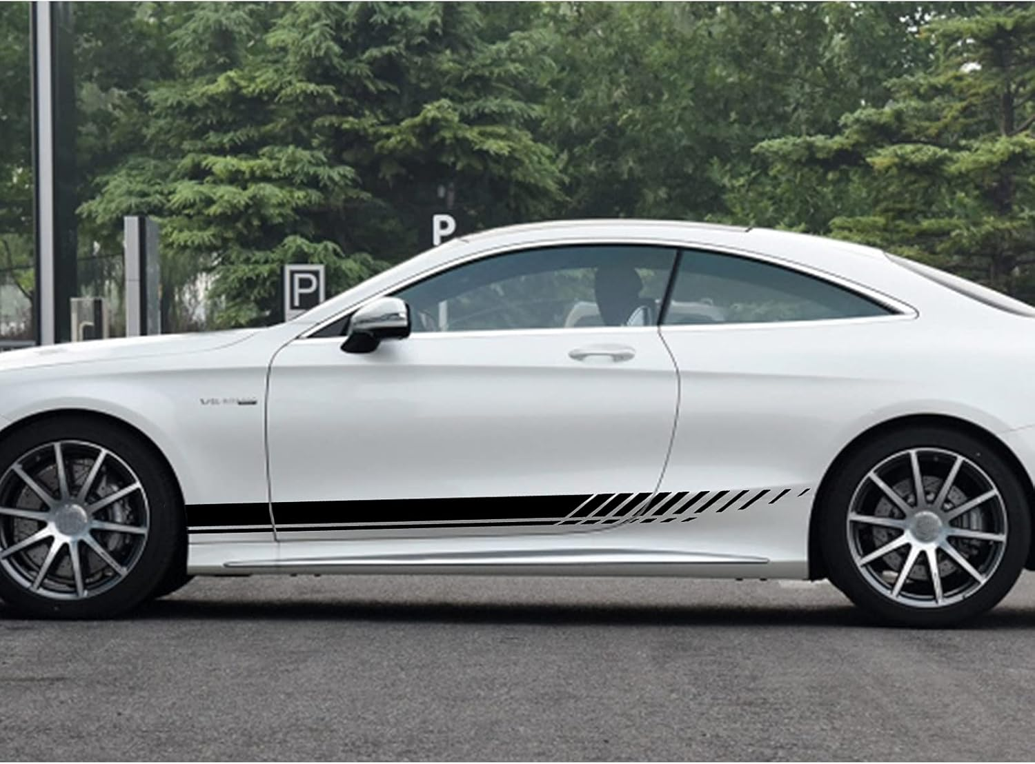 SUNJIKA Universal Vinyl Side Body Car Decals Racing Stripes Sticker Stripe Graphics Car Side Decals for SUV Off-Road Auto Car Body Side Door Decoration Racing Accessories 2PCS (Black) - Black image number 2