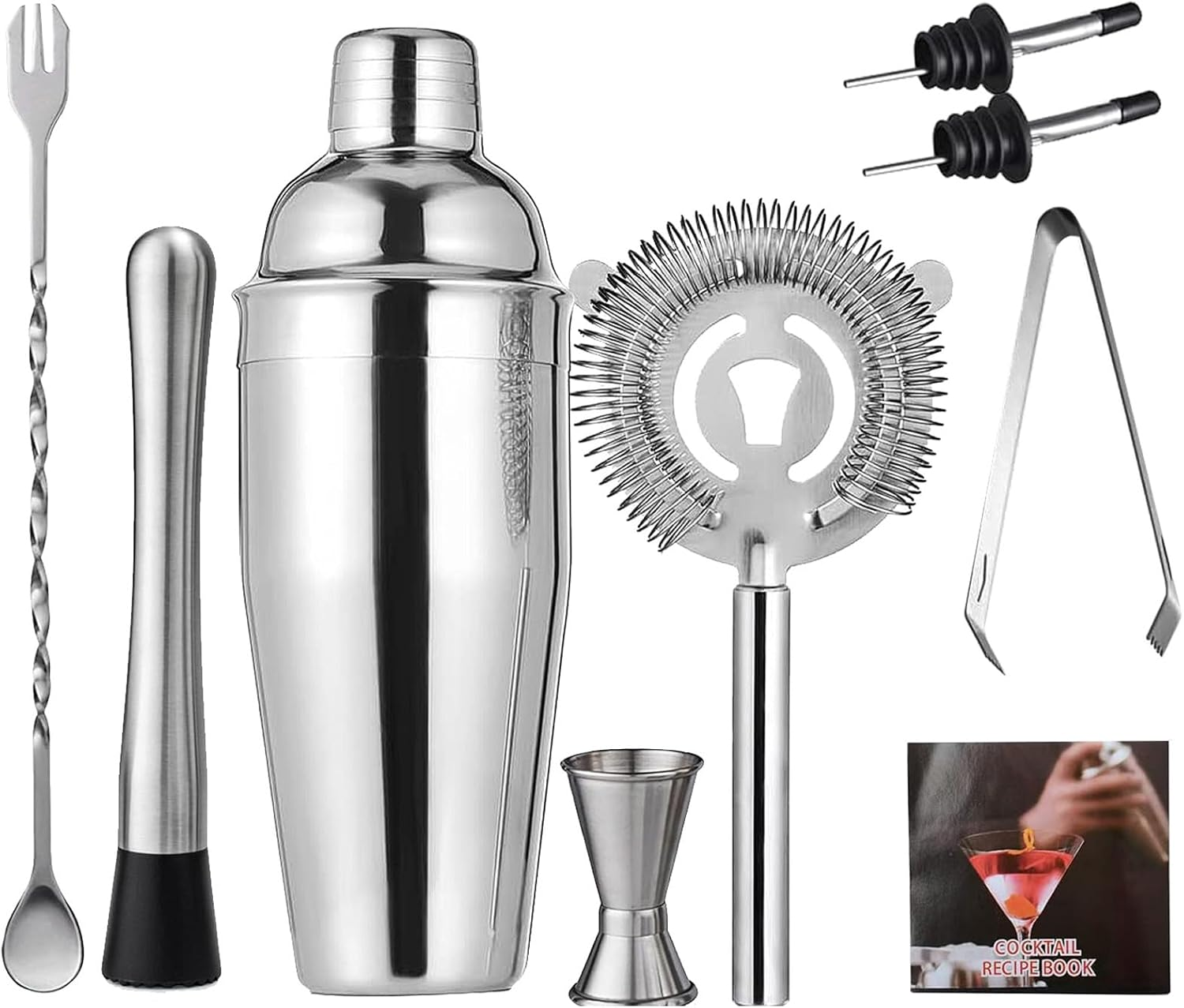 Cocktail Shaker Set Bartender Kit, Bar Tools Set with Martini Shaker (750Ml), Muddler, Strainer, Jigger, Spoon & Recipe Book, Bartending Kit Drink Mixers for Home Bar, Parties and Gifts (9 Pcs) image number 1