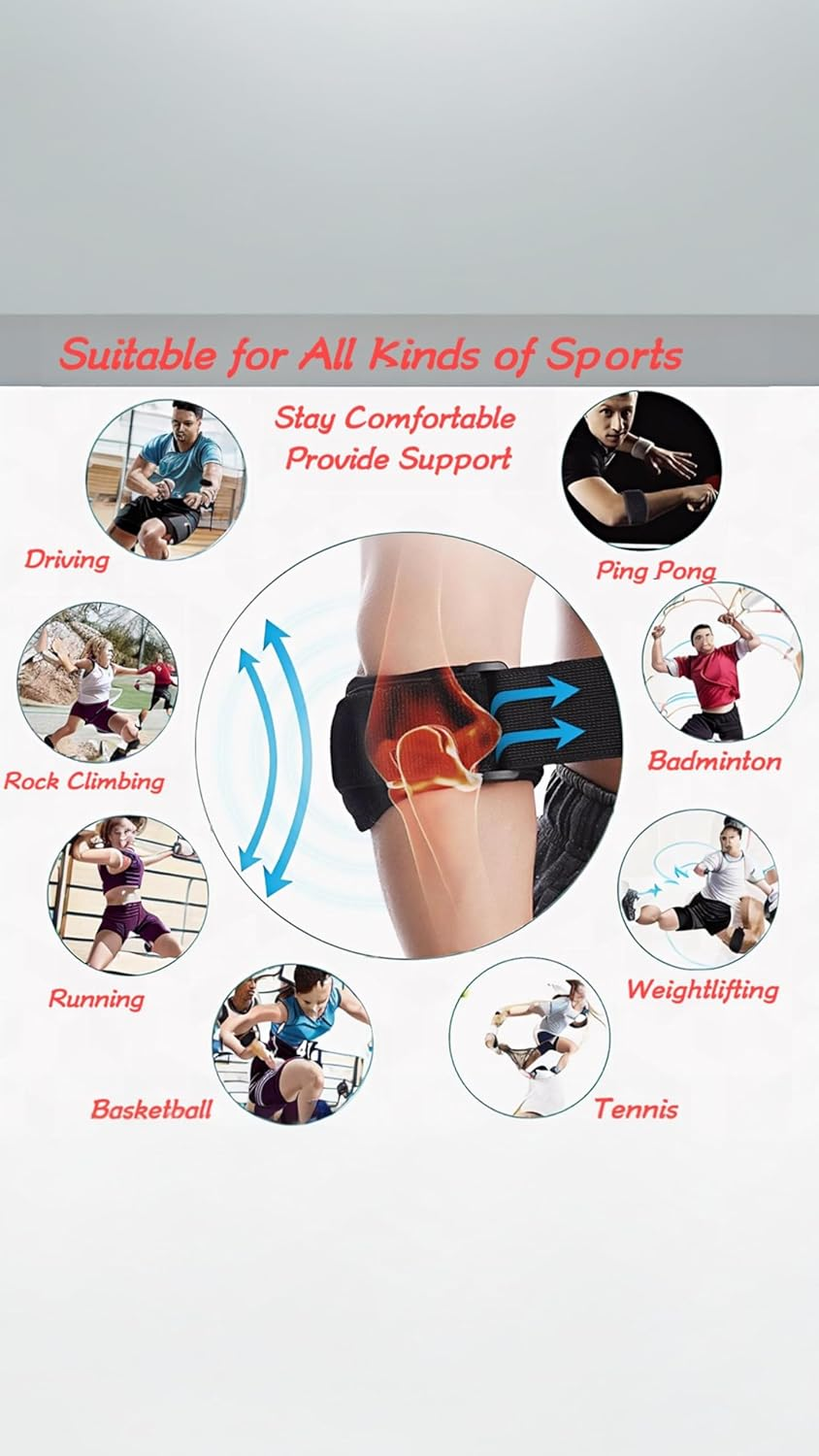 Honwor Elbow Brace for Tendonitis & Pain Relief - Adjustable Support Strap for Men & Women | for Weightlifting, Tennis, Golf | Aid in Sports Injury Recovery