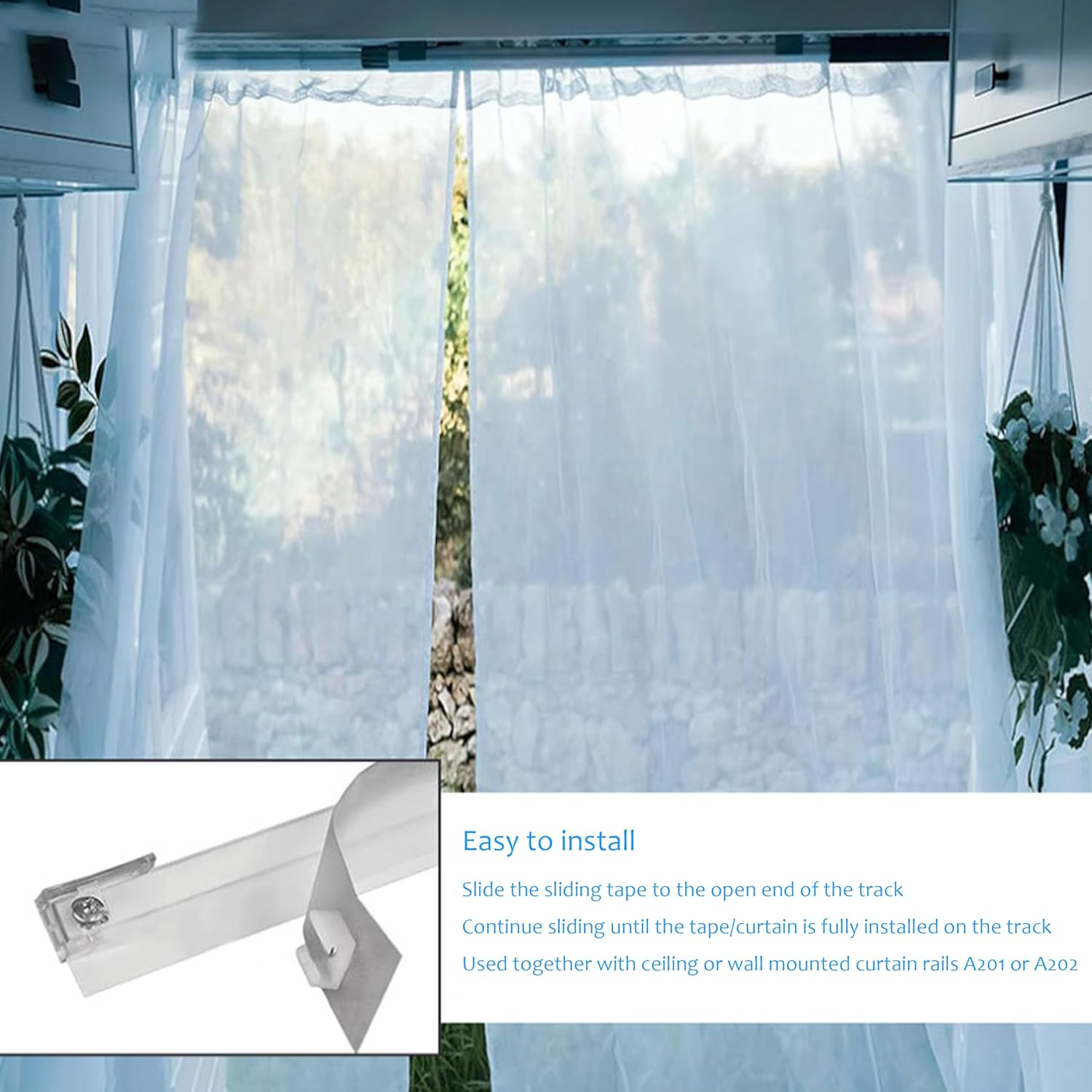 2 Pack RV Clear Glide Tape Set - 1/2 Inch Glides, 72 Inches Each - Smooth Drapery Ring Glide Tape A115 for Effortless Curtain Movement