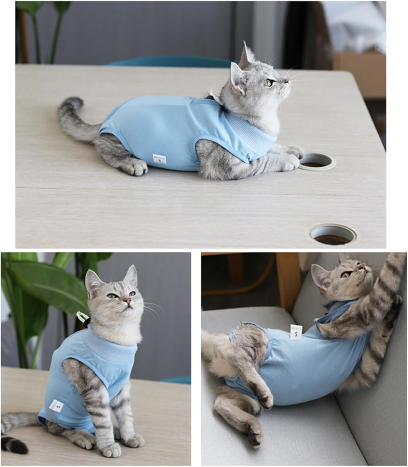 Yoolhamy Cat Recovery Suit for Post after Surgery, Elizabethan Collar & Cone Alternative, Anti-Licking Wound for Abdominal Wounds or Skin Diseases Kitten Bodysuit image number 1
