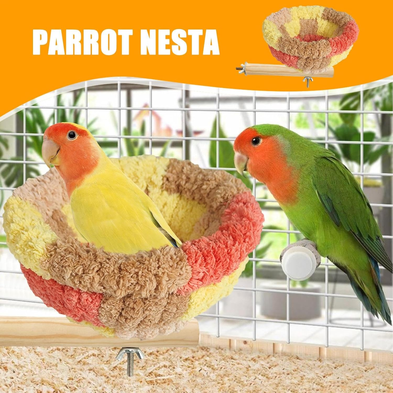Bird Nest for Cage, Flannel Parakeet Bird Nest Perch, Warm Bed Nesting Cockatiel Cage Accessories, Pet Supplies for Macaw Cockatoo Parrot Canary Finch Lovebird African Grey