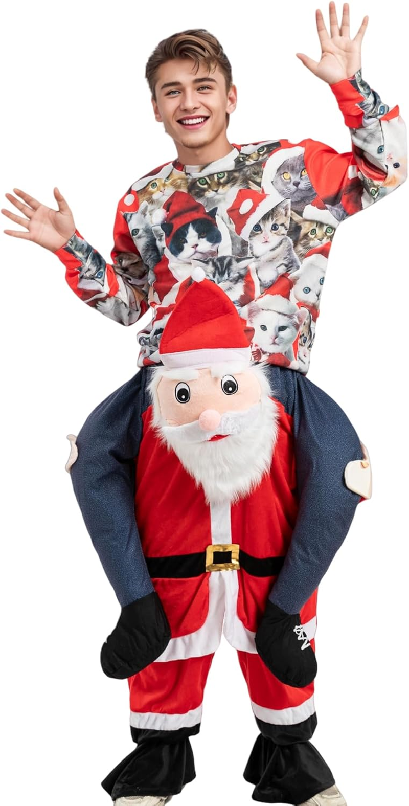 Elf Santa Costume Adult Ride on Christmas Costume Santa Cosplay Suit for Men image number 1