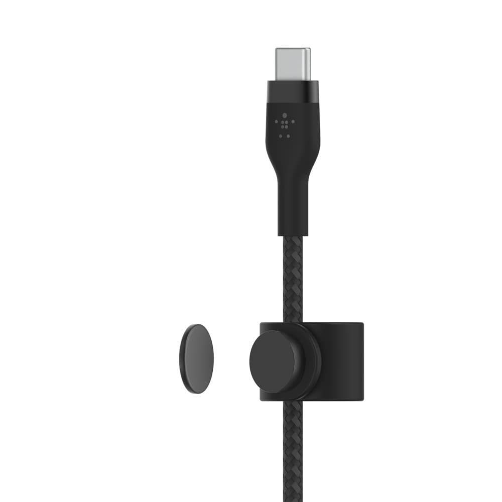 Belkin Boostcharge Pro Flex Braided USB Type C to C Cable (1M/3.3FT), USB-IF Certified Power Delivery PD Fast Charging Cable for Macbook Pro, Ipad Pro, Galaxy S21, Ultra, plus and More - Black - White image number 5