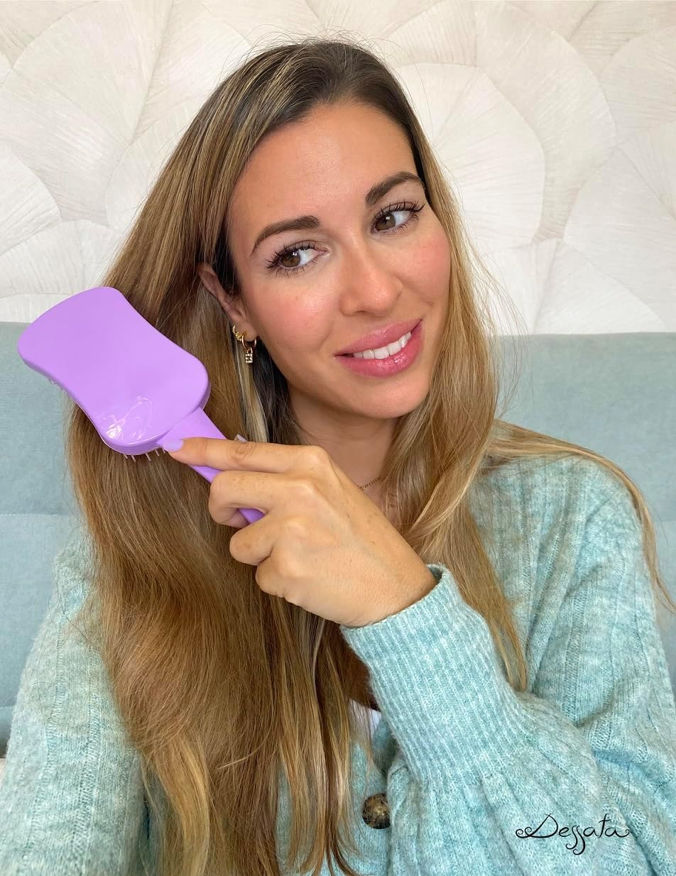 DESSATA Detangling Anti-Tangle Hair Brush with Handle Purple image number 1