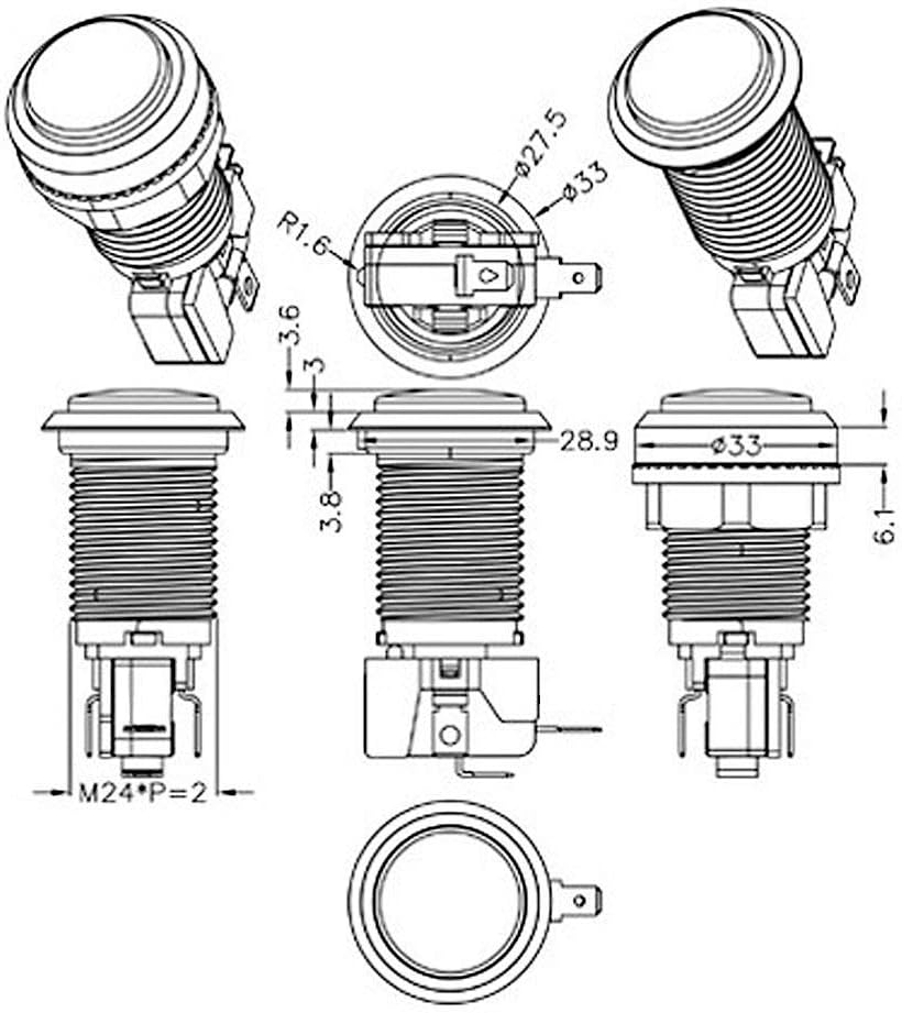 EG Starts Arcade Buttons Chrome Silver Plated 5V / 12V LED Illuminated Push Button 1P / 2P Player Start Buttons / 2X Coin Buttons for Mame/Jamma/Fighting Games/Arcade Video Games Kit Parts image number 5