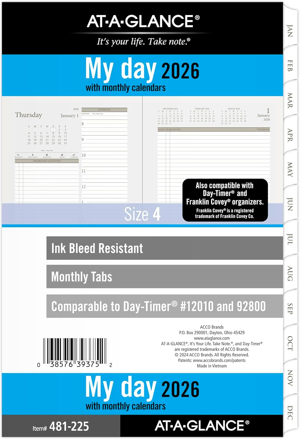AT-A-GLANCE 2026 Planner, Daily, 5-1/2" X 8-1/2", Desk Size 4, Two Page per Day Refill, Loose-Leaf (481-225-26) image number 4