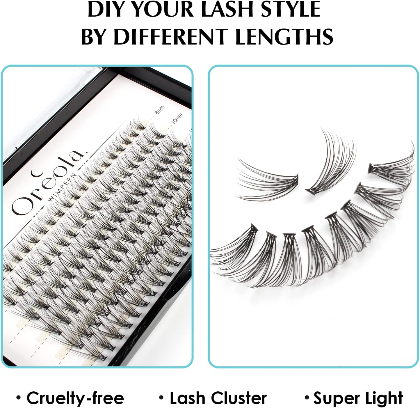 Oreola False Eyelashes Natural Lashes Cluster for DIY at Home Ultra-Light Individual Cluster Lash Extensions 0.07C Curl 8-14Mm image number 5