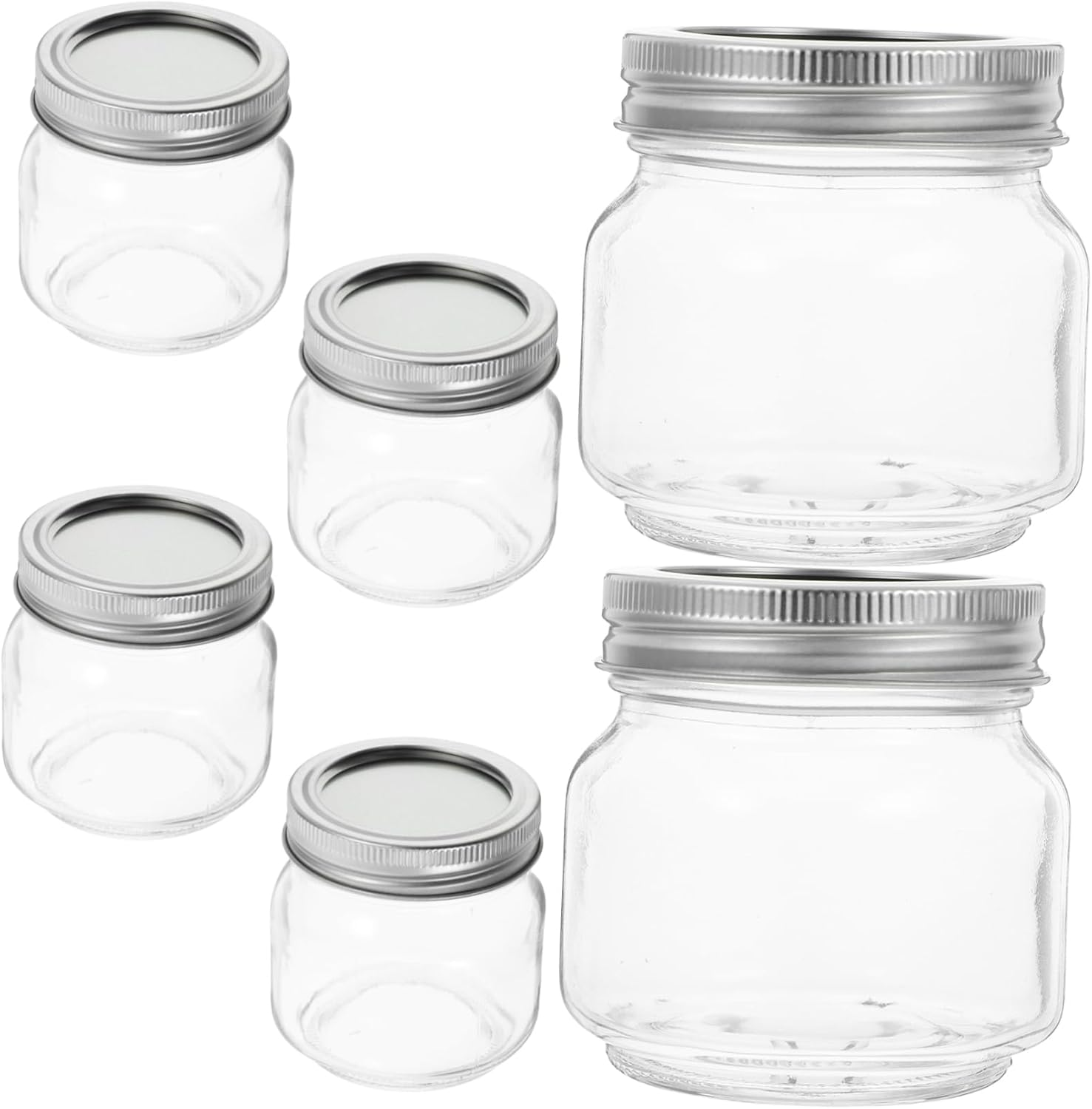 6Pcs Wide Mouth Mason Jar for Overnight Oats Snack Salad Pasta Sauce Candy Airtight Storage Glass Freezer Safe image number 6