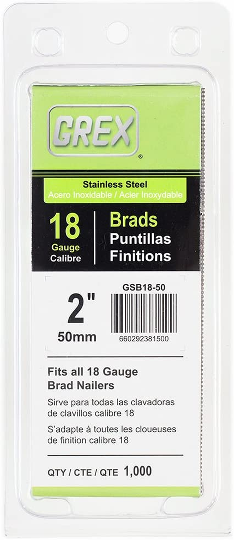 Grex GSB18-38 1-1/2 In. 18 Ga. Brad Nails, Stainless Steel 304, 1M image number 3
