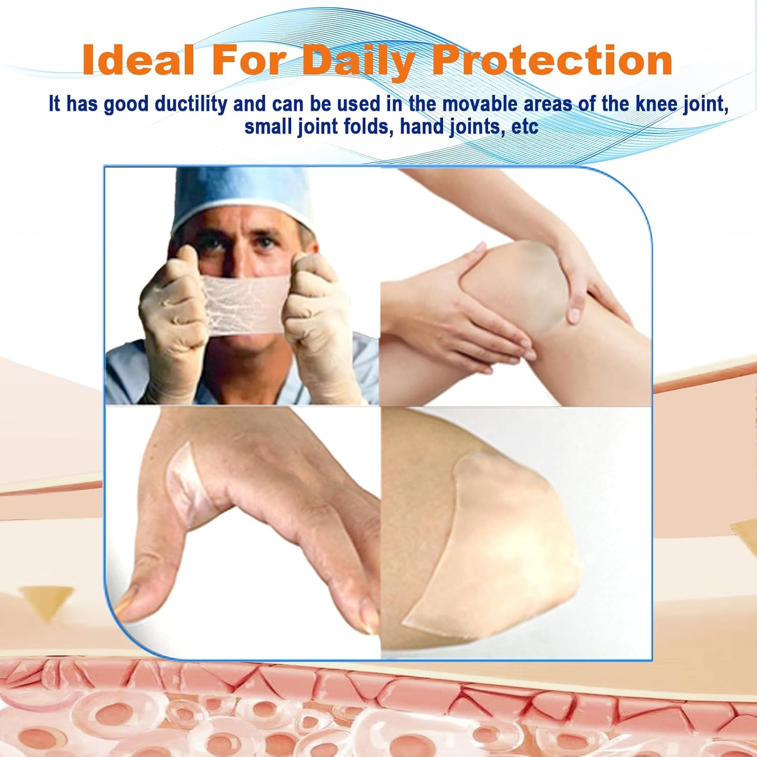 Hydrocolloid Roll 5X500Cm - Breathable, Self-Adhesive Wound Care Patches and Tape for DIY Customization, Hydrocolloid Patches and Tape for Large Coverage