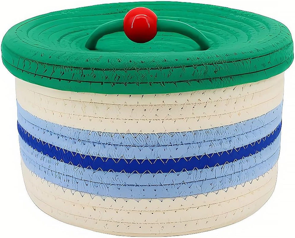 AIMALL Dopamine Storage Basket, Cotton Weave Colorful Desktop Organizer, Ideal for Cosmetics, Toys, Creative Cream Cake Theme, 9.05 X 5.51 Inches