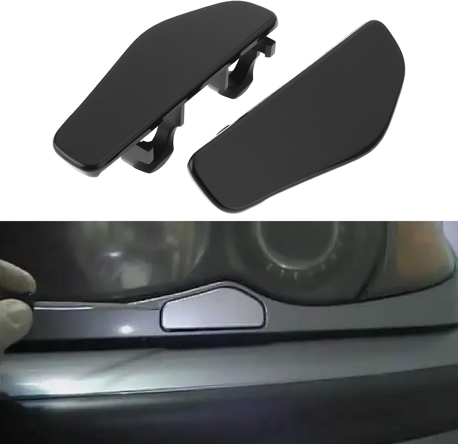 2Pcs Right Left Headlight Washer Cap 61677066847+61677066848 Compatible with BMW 3 Series E46 1997-2005 image number 5