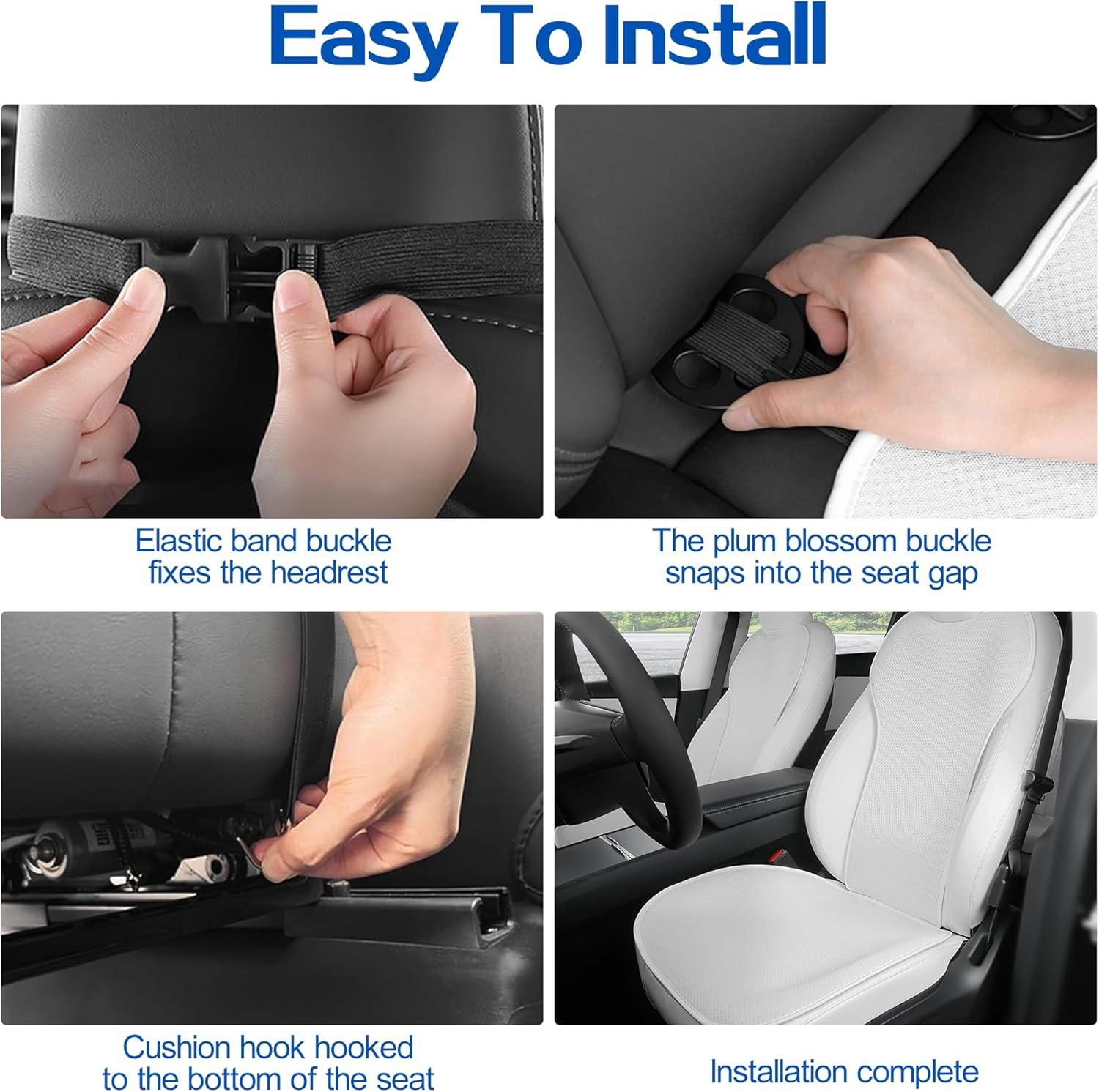 Car Seat Covers Sets for Tesla Model Y Juniper/Model 3 Highland, Ice Silk Front Bottom Seat Protectors Back Cushion, Anti-Slip Breathable Cooling Pad for Model Y/3 Accessories 2017-2026 (White)