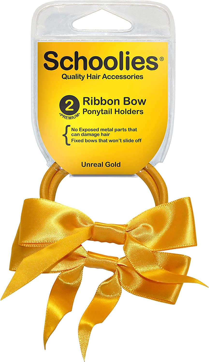 Schoolies Hair Accessories Ponytail Holder with Bow 2 Pieces, Angel White image number 1