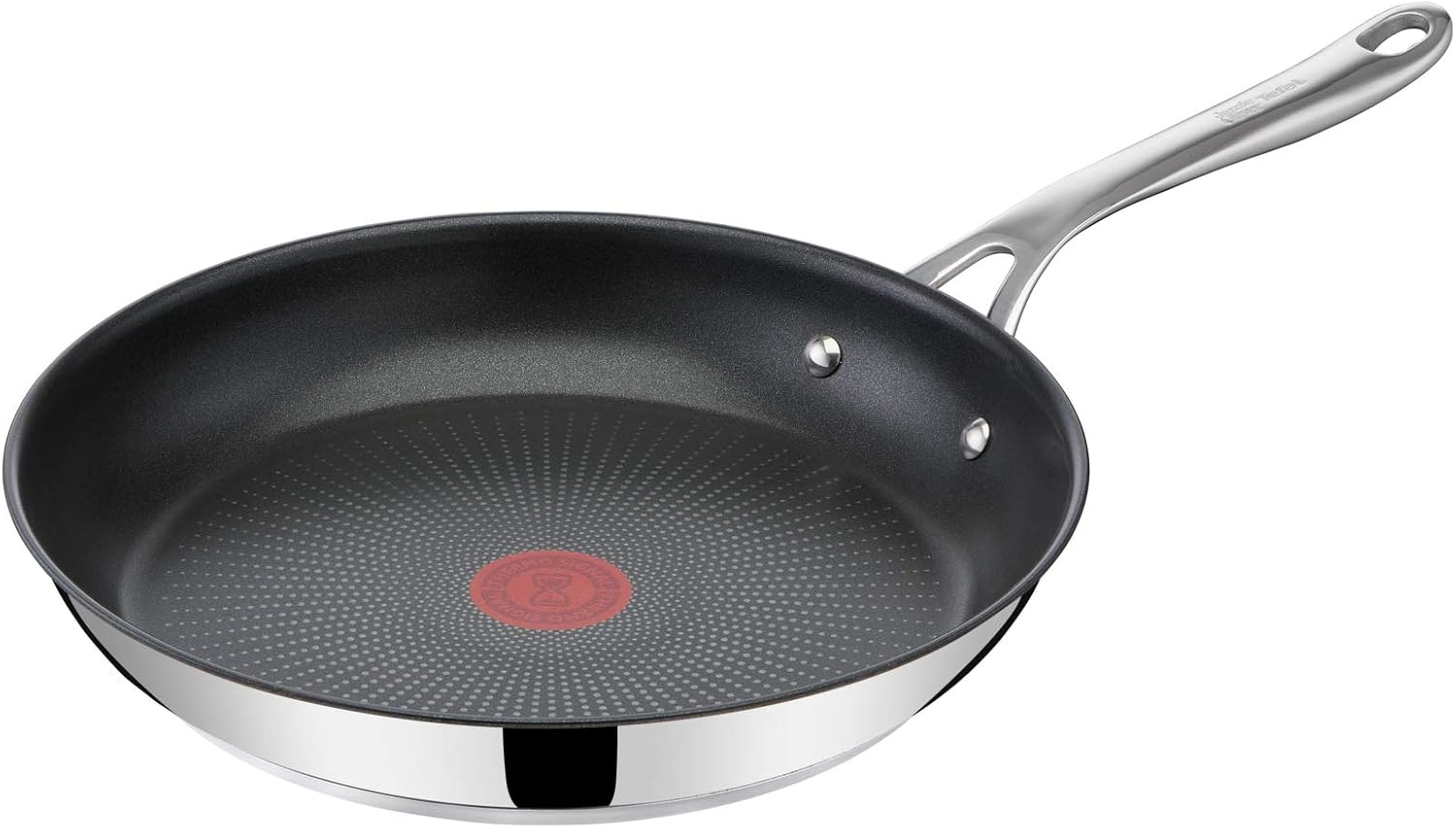 Tefal Jamie Oliver Cook'S Direct Stainless Steel Frying Pan, 24 Cm, Non-Stick Coating, Heat Indicator, Riveted Safe-Grip Handle, Induction Hob Compatible, E3040444 image number 6