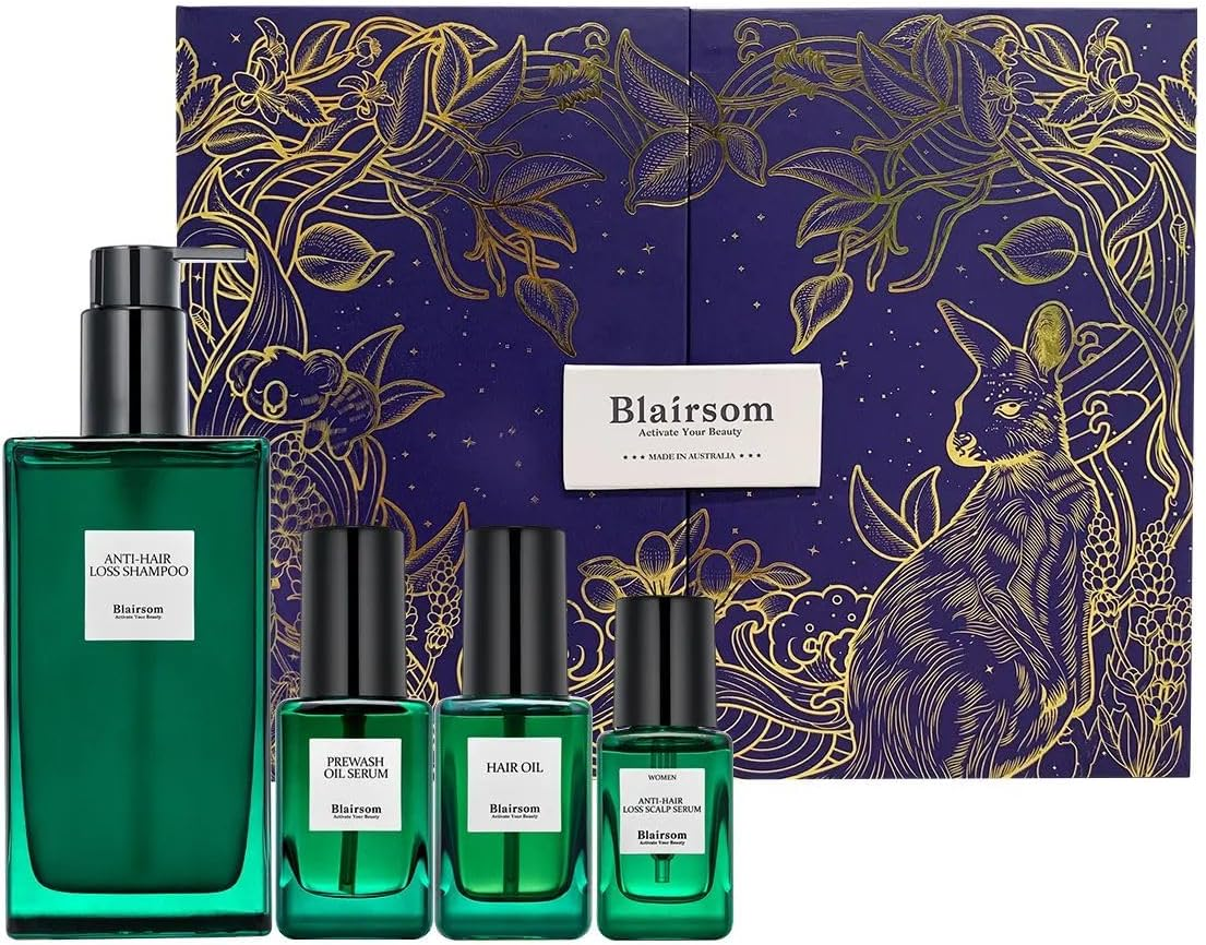 Blairsom Women'S anti Hair Fall Set of 4 -Anti Hair Loss Shampoo,Pre & after Wash Hair Oil Scalp Serum,Sulfate-Free Density Care with Kakadu Plum & Marine Collagen