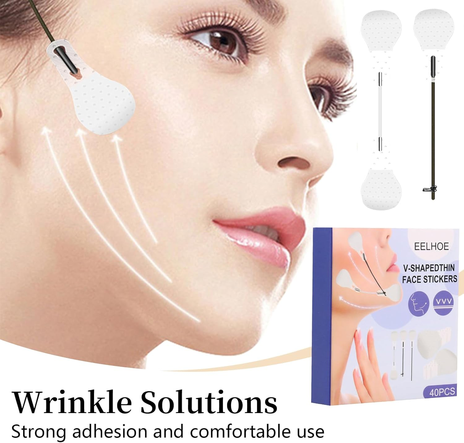 40 Pcs Face Lift Tape, Invisible Waterproof Lifting Stickers, Instant Skin Tightening Solution, Convenient and Invisible for a Natural Lifted to Conceal Wrinkles Double Chin and Sagging Skin