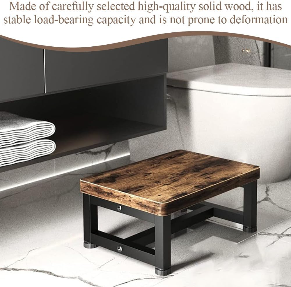 Step Stool,Wooden Step Stool,With Plastic Feet,For Bedroom Kitchen Bathroom, Bed Steps for High Beds and Toilet, Easy to Assemble,For Various Groups of People image number 5