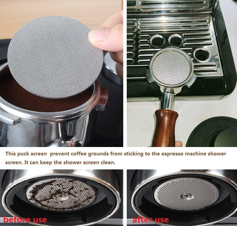 2 Pcs Espresso Puck Screen for 53.5Mm Portafilter, Resuable 1.7Mm Thickness 150&Mu;m, 316L Stainless Steel, Professional Barista Coffee Filter Mesh Plate for Breville Espresso Machine (53 Mm) image number 6