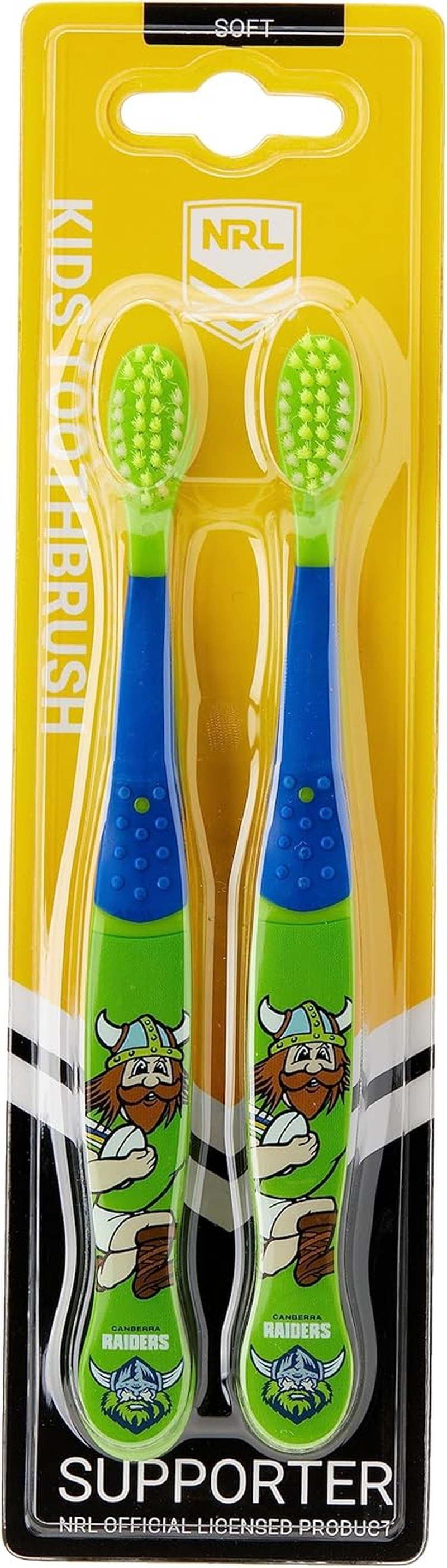 NRL Kids Raiders Mascot Toothbrush (Pack of 2)