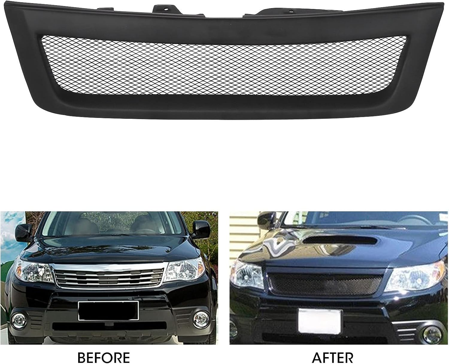 Bumper Grille, Auto Front Radiator Grill Durable Replacement for Forester 2009-2013 for STI Style