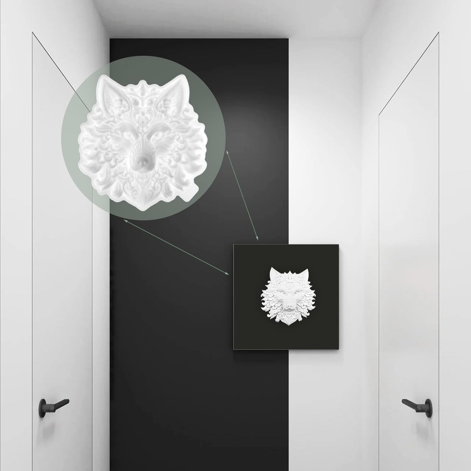 XYQHOAC Wolf Head Resin Molds 3D Animal Silicone Mold Wolf Epoxy Resin Molds Wall Hanging Resin Mold Wolf Head Silicone Molds for Resin Casting DIY Art Crafts Wall Door Decor (White) image number 2