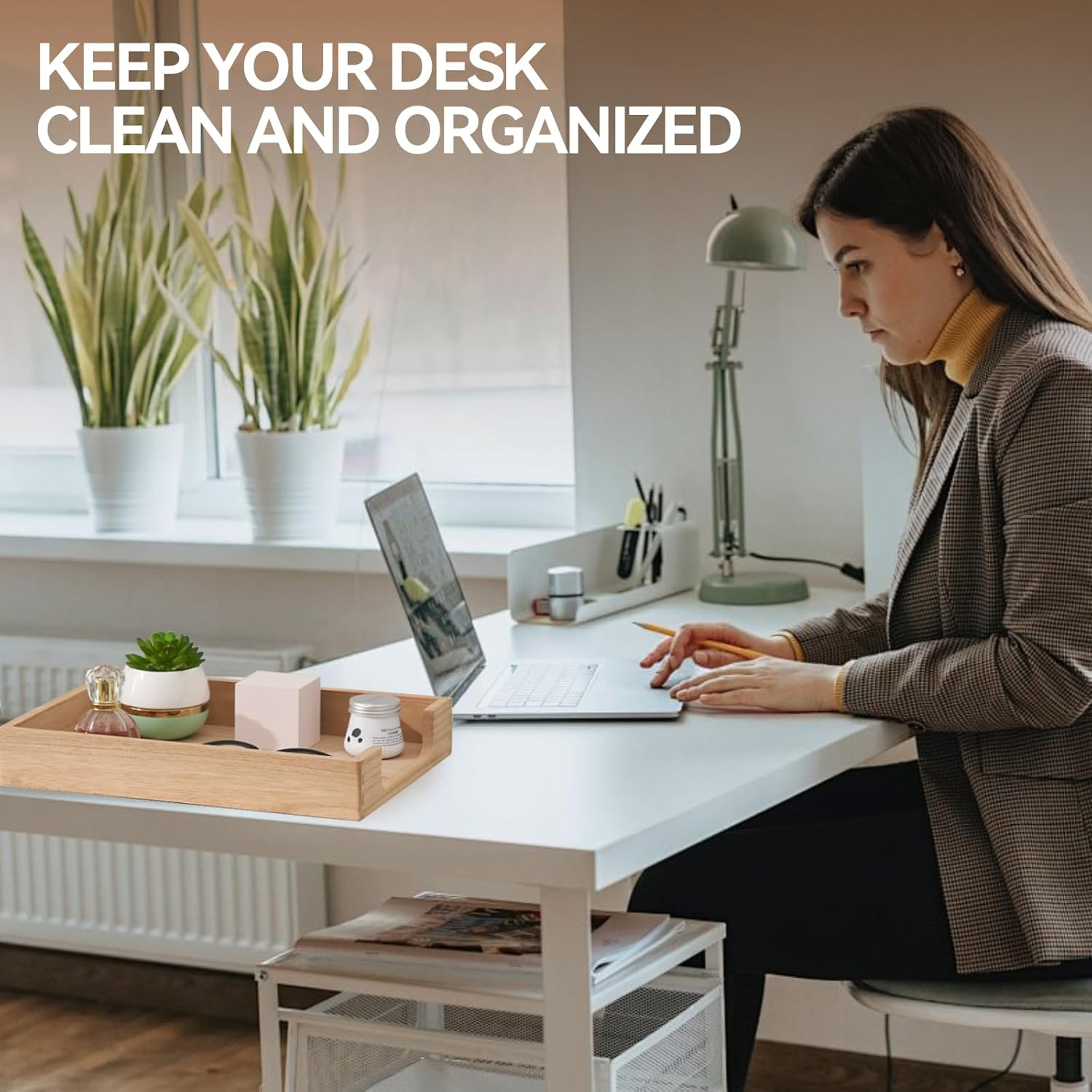 Kirigen Wood Letter-Size Tray Single-Tier (TP-NA)- Wooden Tones Collection Front-Load Documents Tray for Office Desktop Organizer - Desk Magazine, File, Folder, Paper Holder Natural image number 4