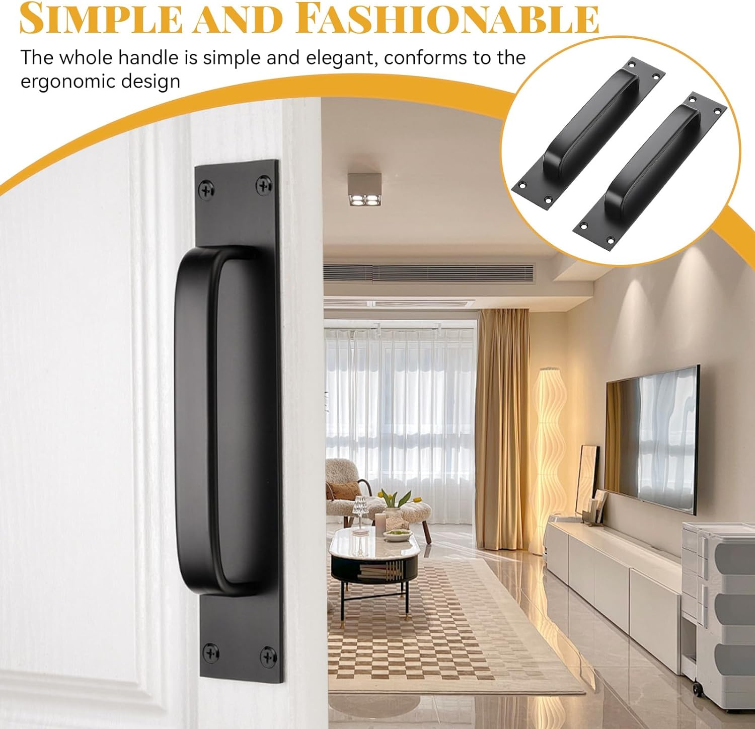 Barn Door Handle 2 Pack Barn Door Pull Handle Sliding Barn Door Sliding Door Pulls Sliding Barn Door Barn Door Hardware Door Handle for Bathroom Closet Pantry (2) image number 4