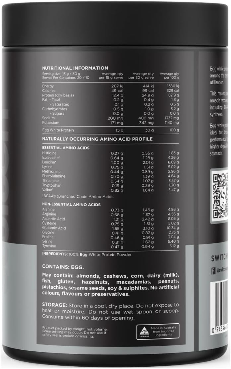 Switch Nutrition Egg White Protein 300Gm Unflavoured image number 2