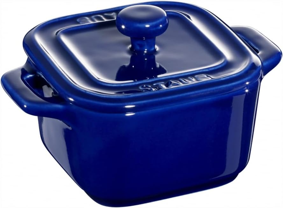 Staub La Cocotte Square 40511-098 Square Cocotte Pair Cherry 3.1 Inches (8 Cm) Ceramic Heat Resistant Storage Container, Microwave Safe