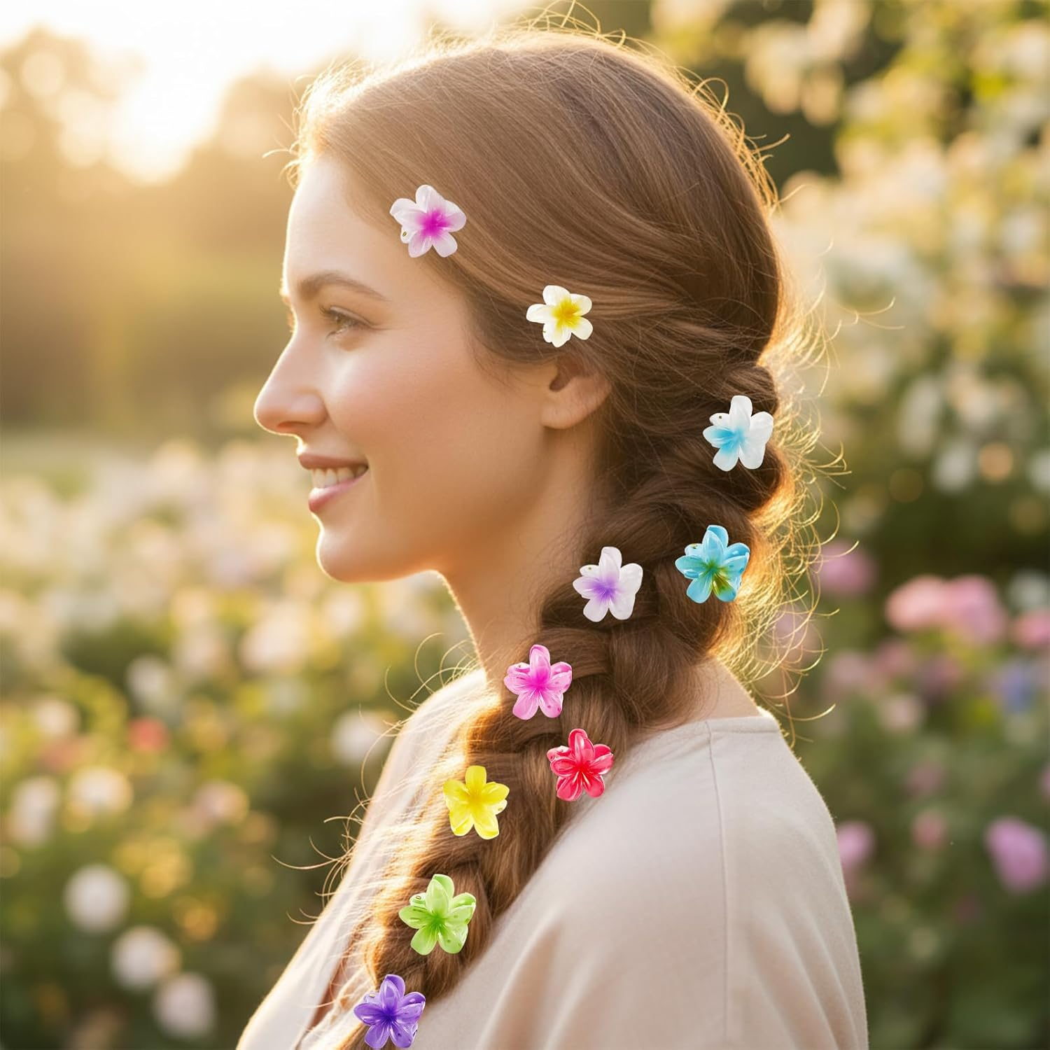 Bliceon Pack of 16 Small Flower Hair Clips, Small Hair Clips, Girls Ladies, Mini Flower Clips, Hair Accessories, Hair Styling, 4 Cm image number 1