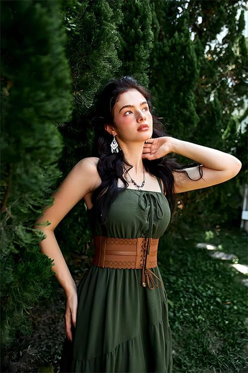 Darkness Costume Belts for Women Wide Elastic Waist Cinch Belts Lace-Up Corset Belts image number 2