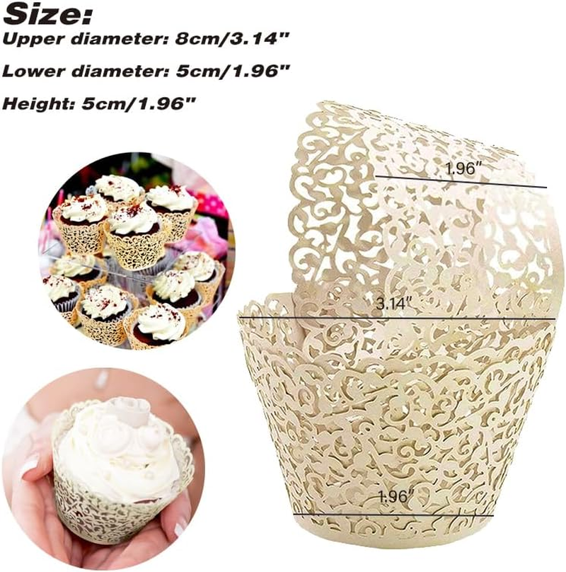 AIMALL 25Pcs Cupcake Wrappers | Artistic Bake Cake Paper Filigree Little Vine Lace Laser Cut Liner Baking Cup Wraps Muffin Casetrays for Wedding Party Birthday Decoration - Light Purple image number 2