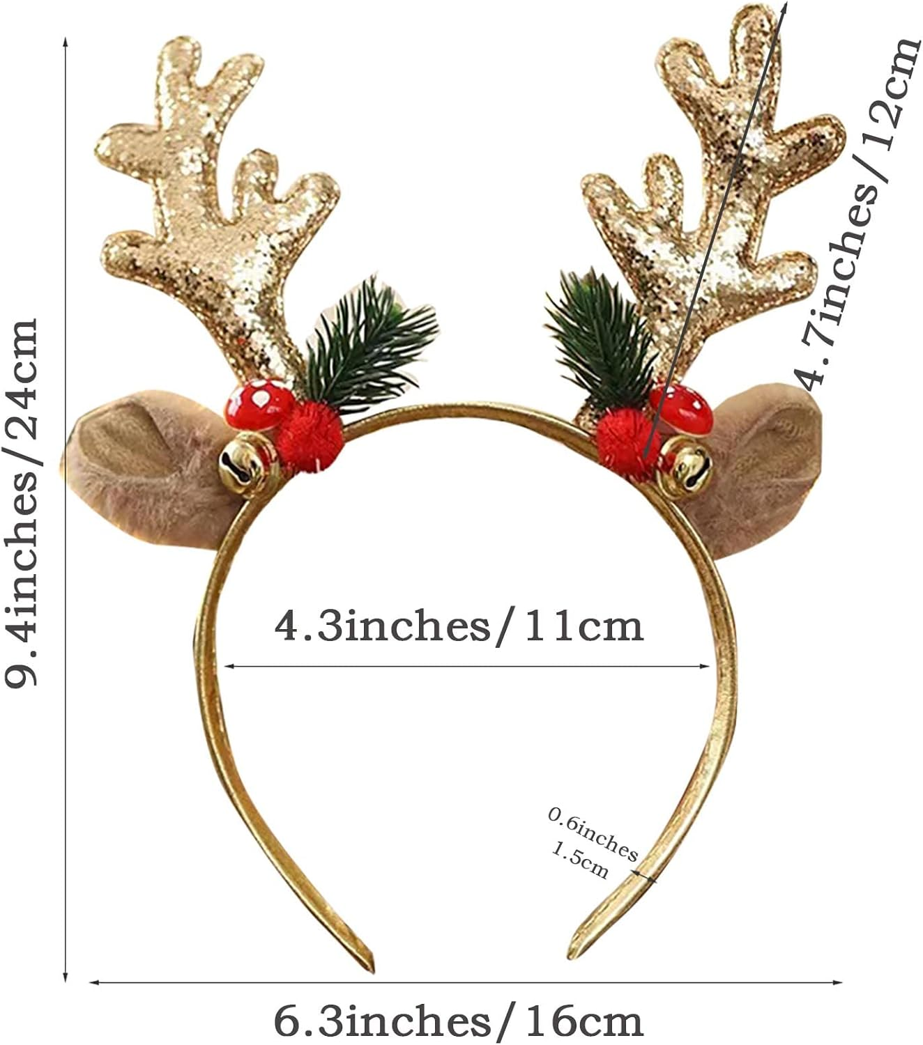 Acenail Christmas Headbands Women Xmas Deer Hair Hoop Glitter Reindeer Antlers Headband Deer Ears Holiday Headpiece&hellip; image number 2