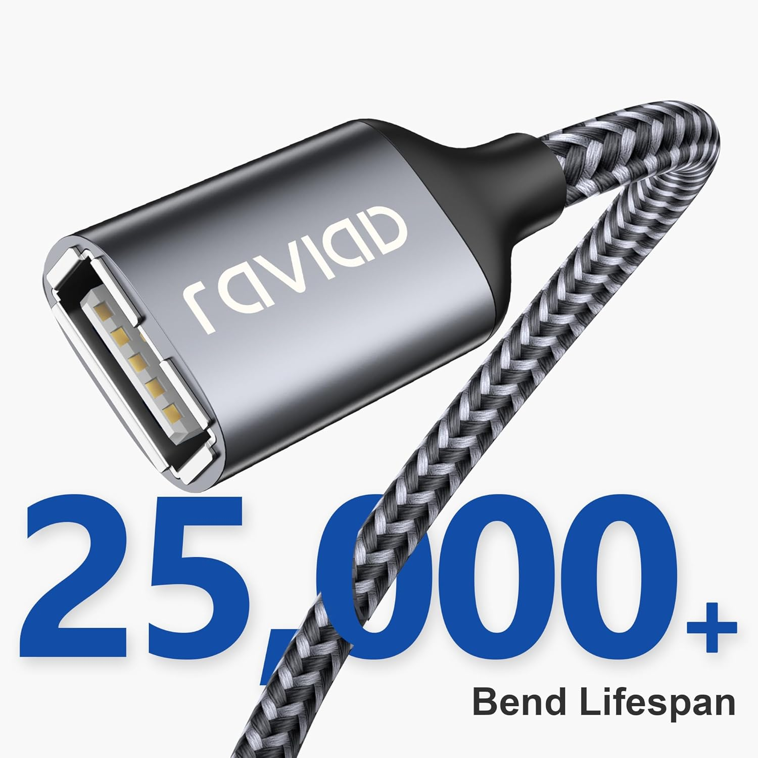 RAVIAD USB 2.0 Extension Cable 2M, USB a Male to a Female Cable USB Extension Lead High Speed Data Transfer Braided Compatible for Printer, Scanner, Camera, Keyboard, Card Reader, Hard Drive, USB Disk