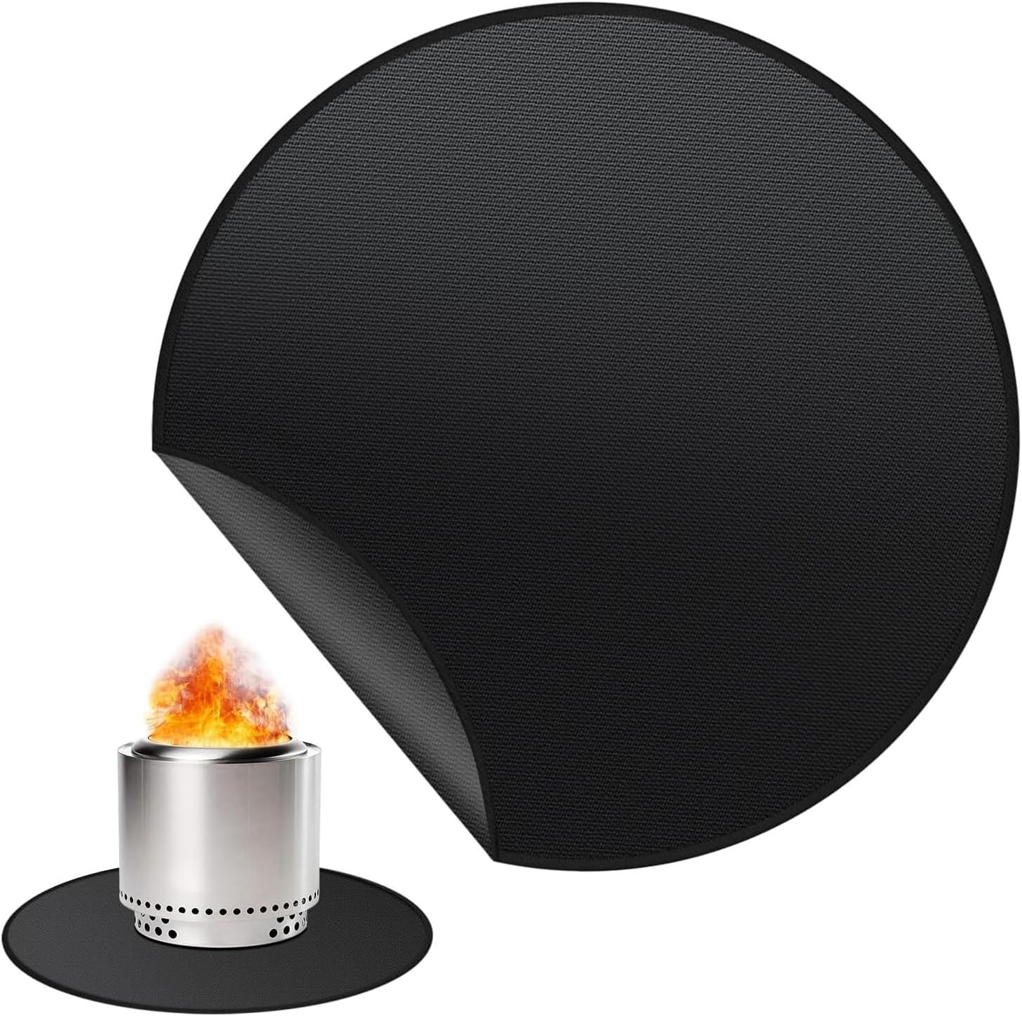Rhoyee 24" round Fire Pit Mat for Solo Stove Bonfire &ndash; Fireproof & Waterproof under Grill Mat for Outdoor Grill, Patio, Deck & Camping &ndash; Heat-Resistant Fiberglass BBQ Mat, Reusable Grill Accessory image number 3