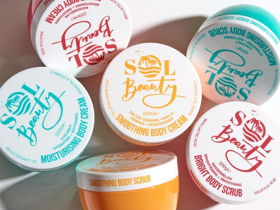 Sol Beauty Body Scrub, Salted Caramel Vanilla Firming and Moisturising Sugar Scrub with Brazil Nut Extract and Buriti Fruit Oil, Moisturising Vegan Friendly Exfoliating Body Scrub 300G image number 1