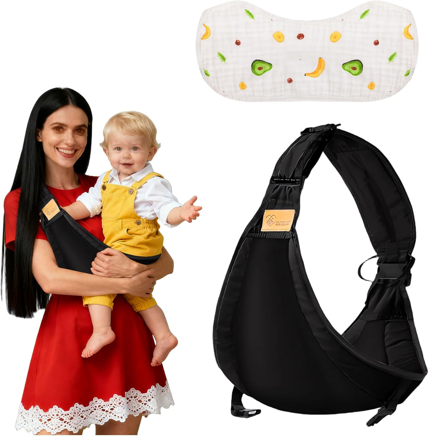 Baby Sling Carrier, Toddler Sling Carrier, Toddler Carrier, Baby Sling with Burp Towel, Adjustable Ergonomic Hip Carrier, Breathable Easy to Wear, Suitable for Outdoor, Shopping, Travel image number 2