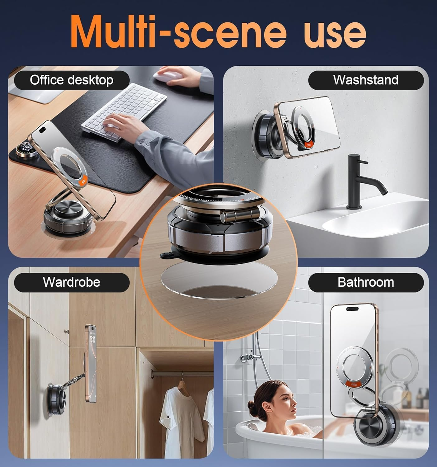 2025 Magnetic 360&deg; Rotating Car Phone Holder - Car Mount, Suction Cup Phone Stand for Iphone 16/15/14 & Android (98LBS) image number 3