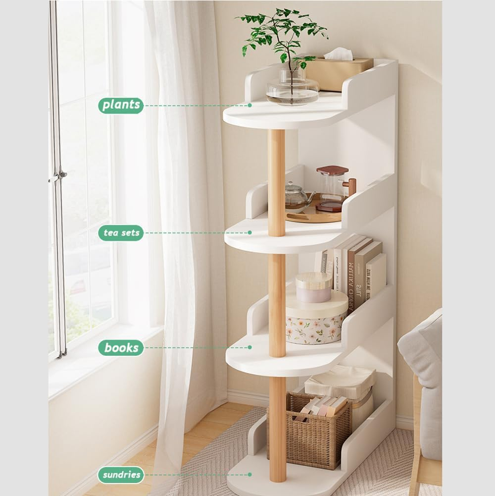 Enliansgo 4 Tier Bookshelves Bookcases, Book Shelf Storage Organizer, Home Office Bookcases, Freestanding Display Storage Shelves Modern Bookcase for Bedroom, Living Room and Office, White image number 6