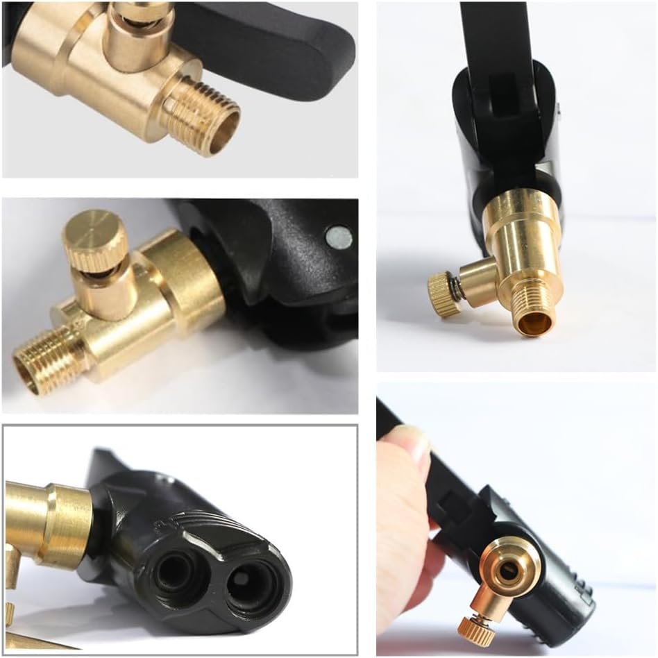 Double Pump Head Dual Nozzle Presta Schrader Valve Thread Connector Tire Air Inflator Replacement Mouth Adapter with Extension Horse Tube, Pump Valve Adapter for Bicycles and Electric Bicycles image number 3