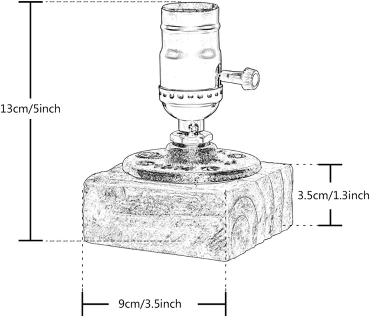 JINYU Weathered Wood Night Light Table Lamp Vintage Desk Lamp E26/E27 Edison Bulb Wooden Base Retro Industrial Steampunk Iron Pipe Flange Dimmable Nightlight for Bedroom Living Room Home Art Display