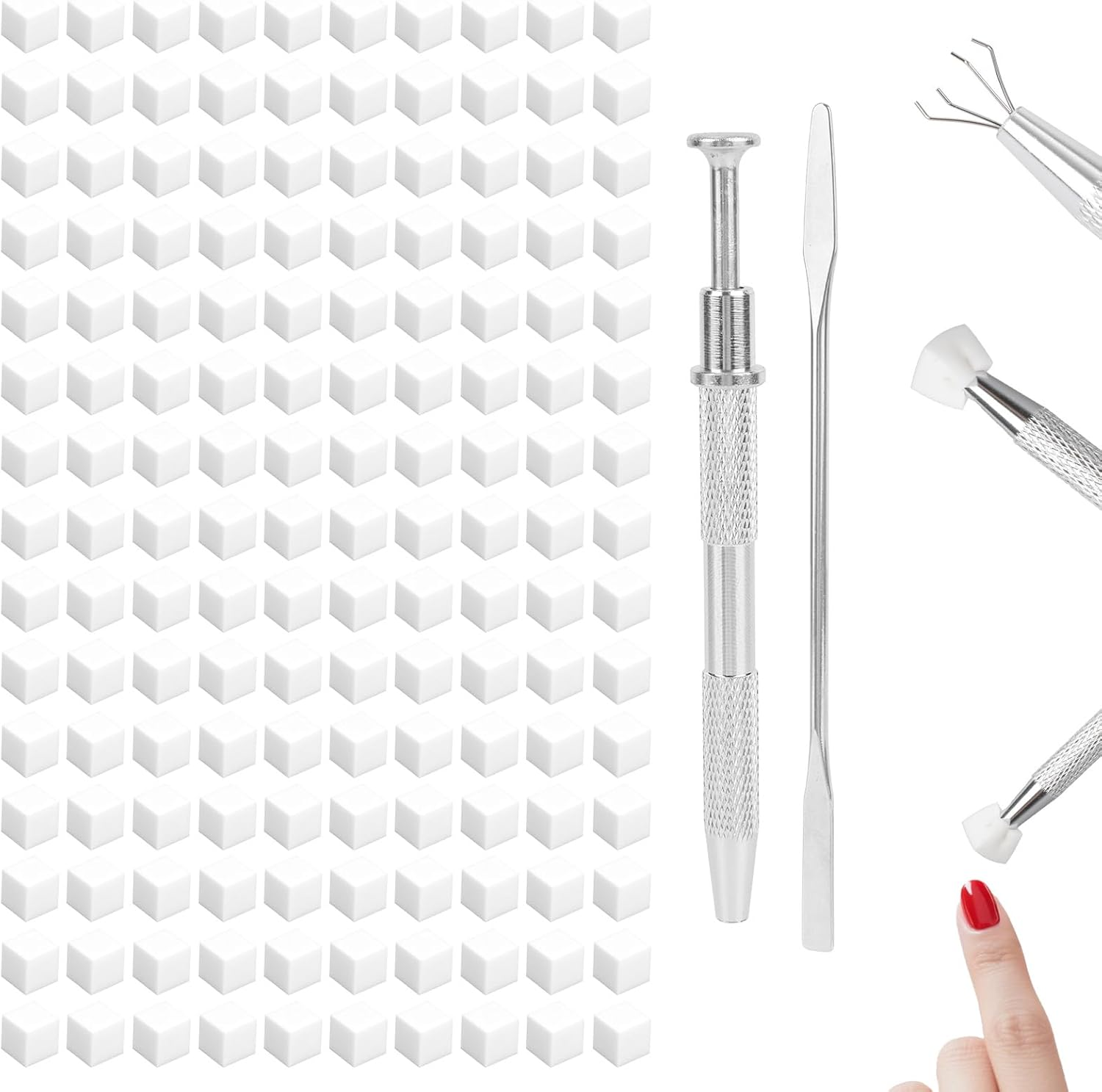 150Pcs Soft Nail Sponges for Ombre, with 1 Grabbing Pen & 1 Mixing Spoon Manicure Nail Art Tools and Accessories Supplies for Home DIY & Salon Use image number 3