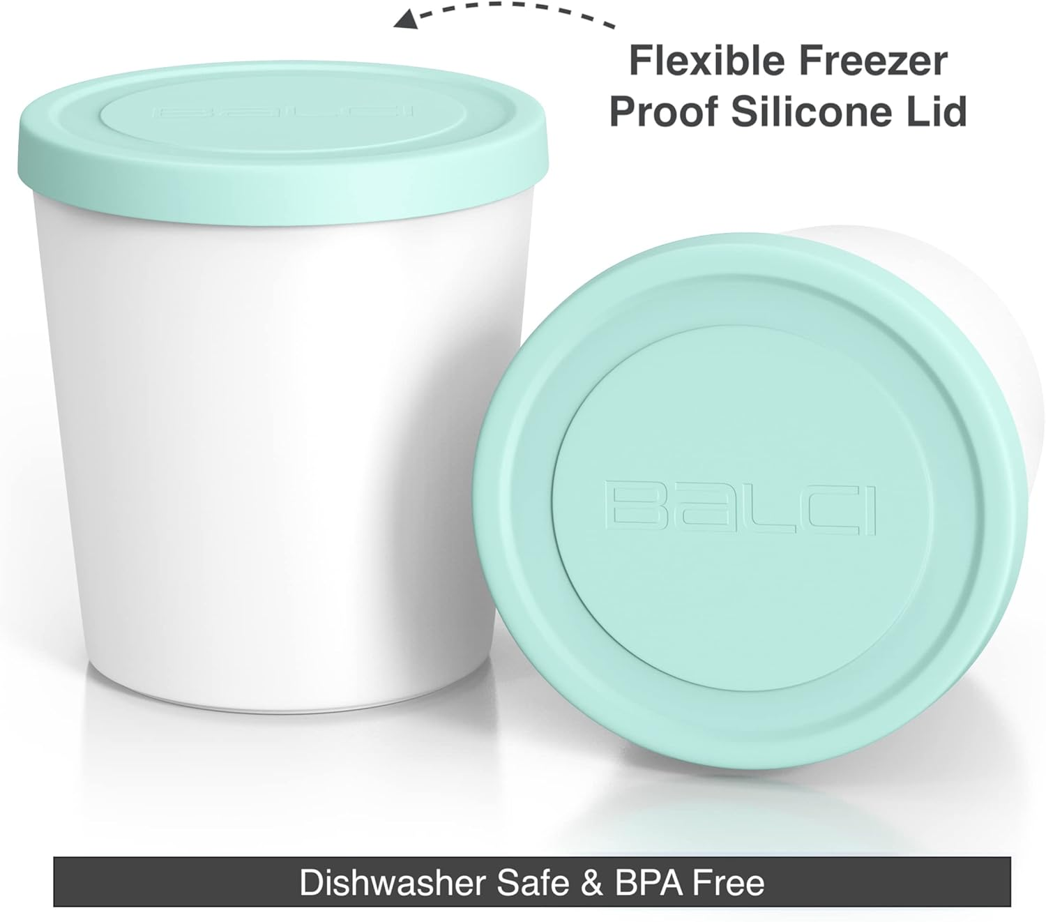 BALCI - Premium Ice Cream Containers (2 Pack - 1 Quart Each) Perfect Freezer Storage Tubs with Lids for Ice Cream, Sorbet and Gelato! - Mint - Blue image number 6