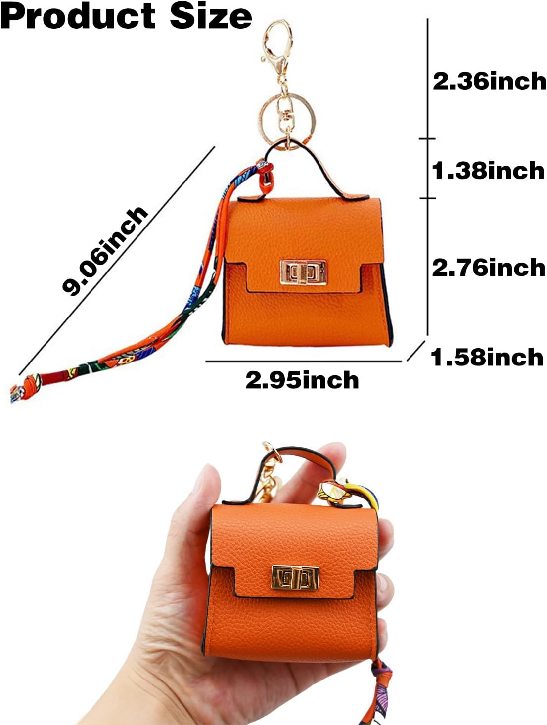 Mini Backpack Keychain Small Change Pouch Purse for Women, Cute Handbags Purse Charms Twist-Lock Key Headset Bag image number 4