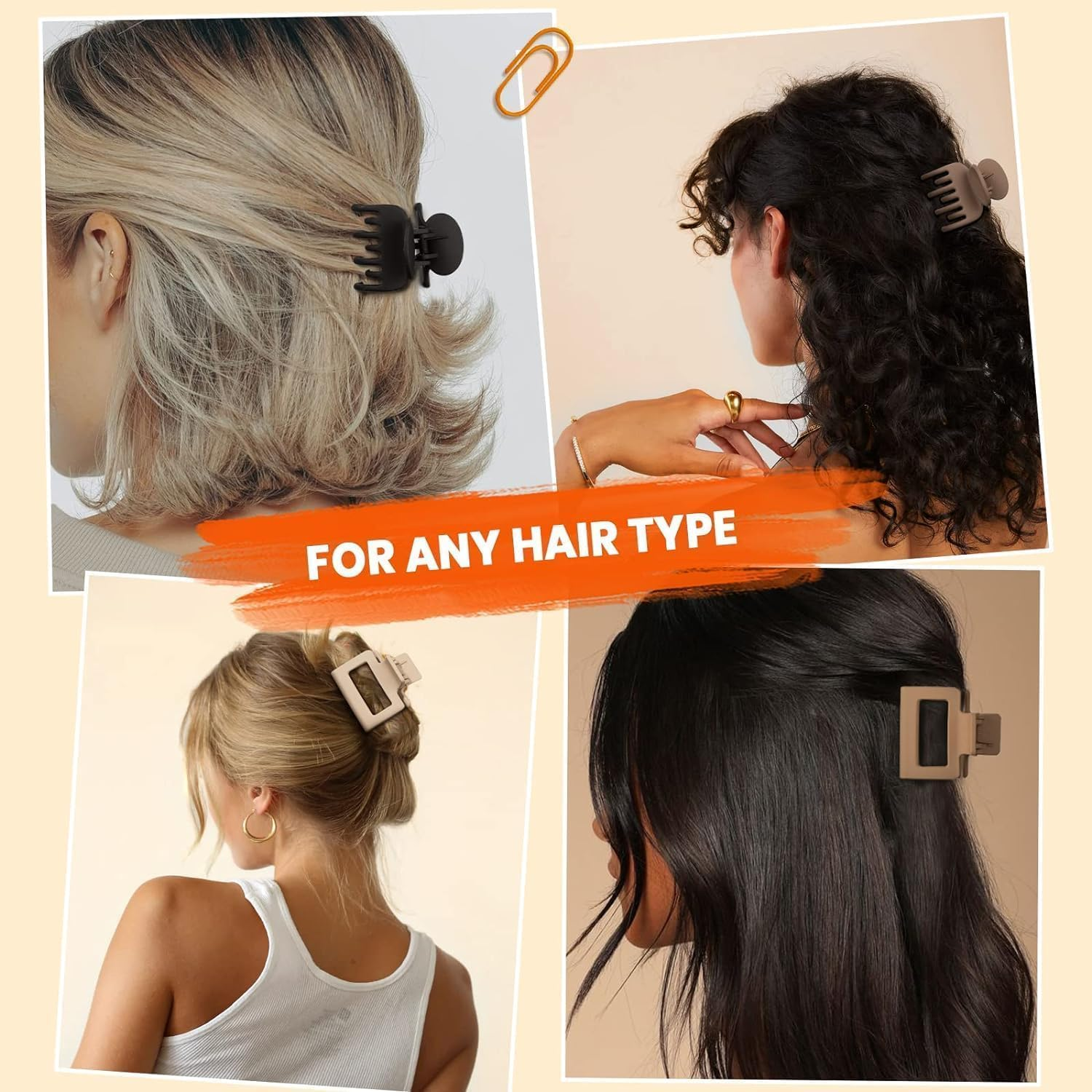 Matte Hair Clips for Women and Girls - Rectangle and Double Row Small Claw Clips for Thin/Medium Fine Hair - Nonslip Jaw Clips 8Pcs image number 4