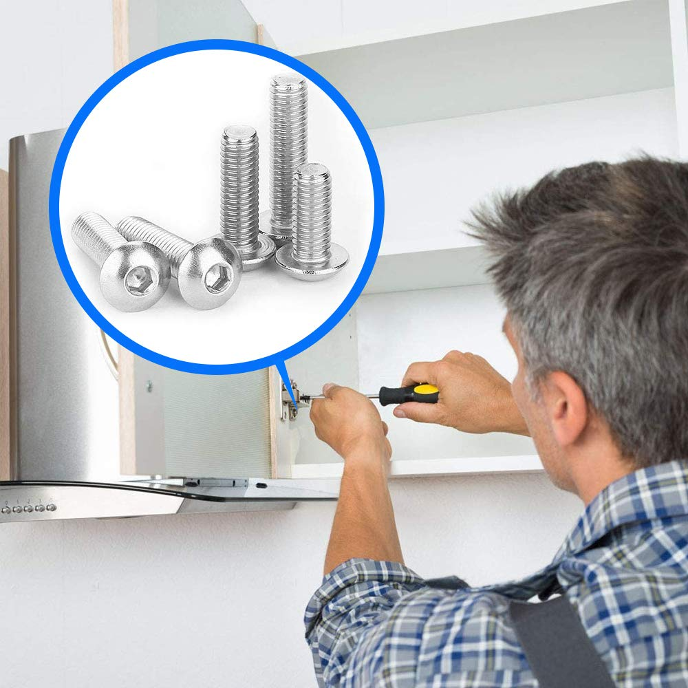 MMOBIEL 440 Pcs ISO 7380-2 Stainless Steel Screw and Nuts Hex Socket Cup Head Screw 15 Sizes M3 M4 M5 Hex Socket Cup Head Incl Wrenches image number 1